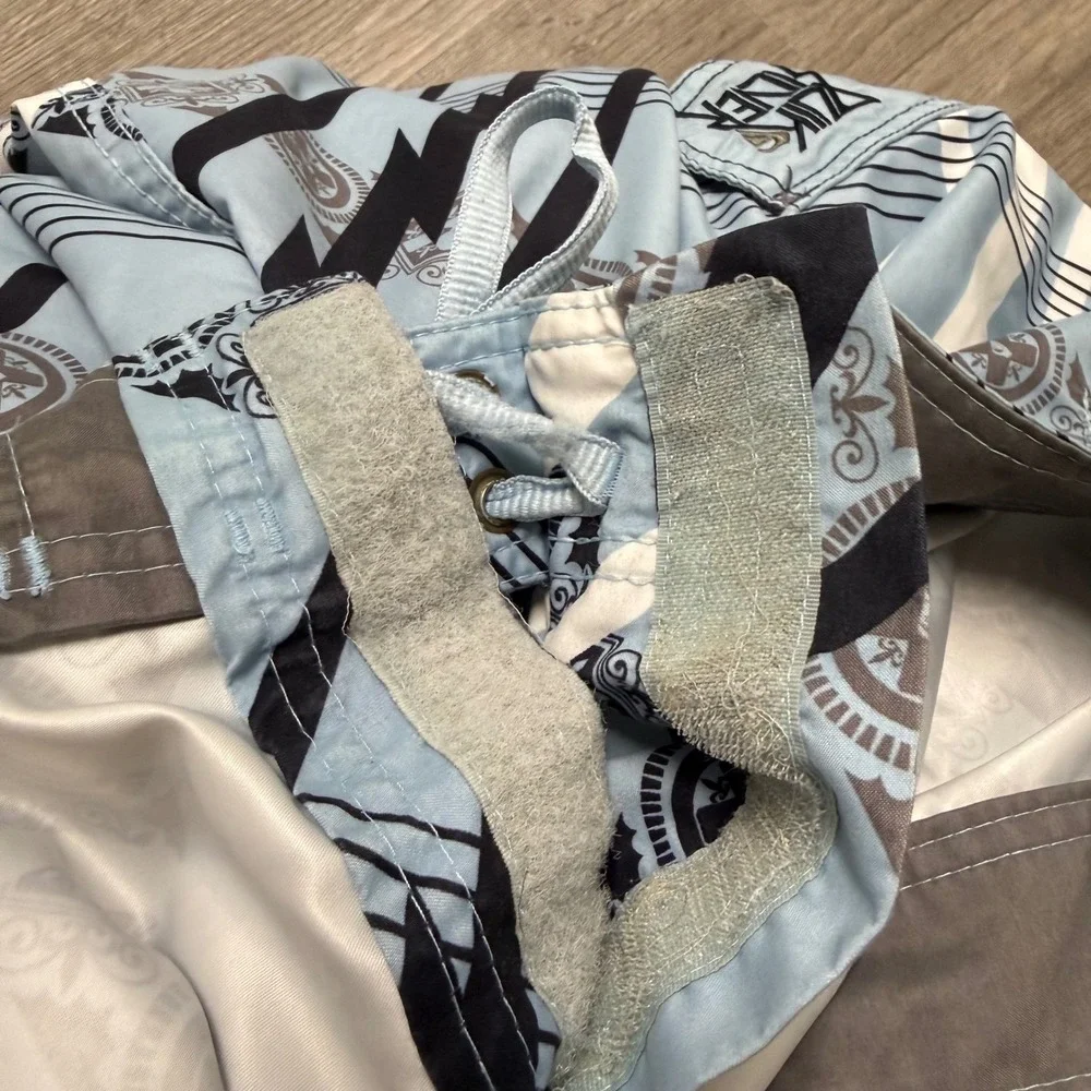 Vtg Y2K‎ Quiksilver Men Board Shorts Surf Blue Graphic Print Swim Trunks Size 36